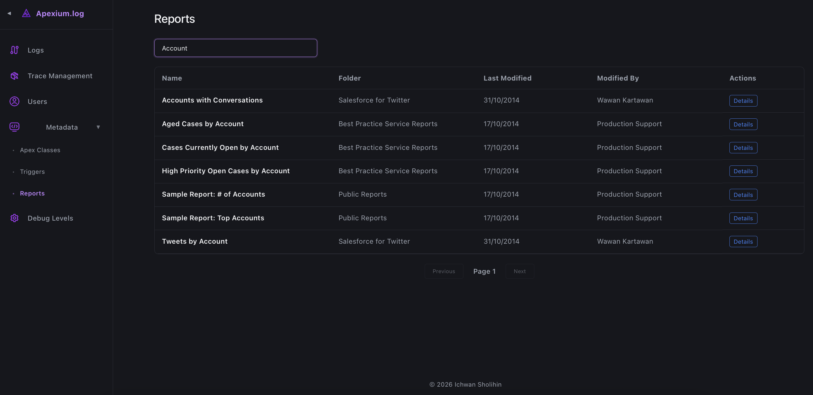 apexium-log screenshot — Reports